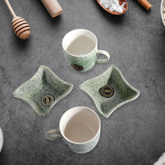 Ceramic Tea Cups Mug Set with Snacks 4 Pcs - in-use lifestyle shot