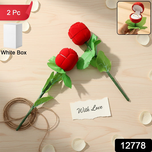 Flower-shaped rose ring box open showing ring holder India