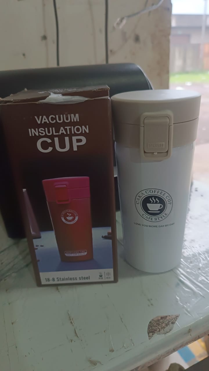 Stainless Steel Vacuum Insulated Coffee Flask Flip Lid - alternative angle
