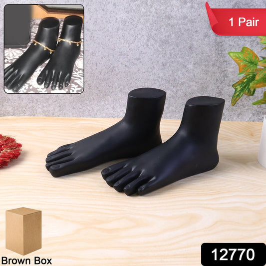 Black foot mannequin display pair side view India