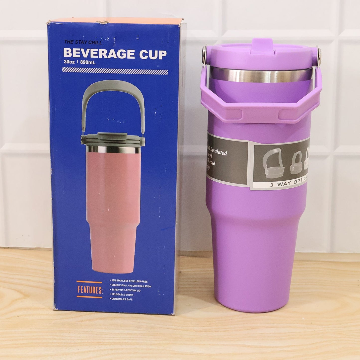 Premium Stainless Steel Vacuum Insulated Travel Mug Tumbler (890ML / 1 Pc / Mix Color)