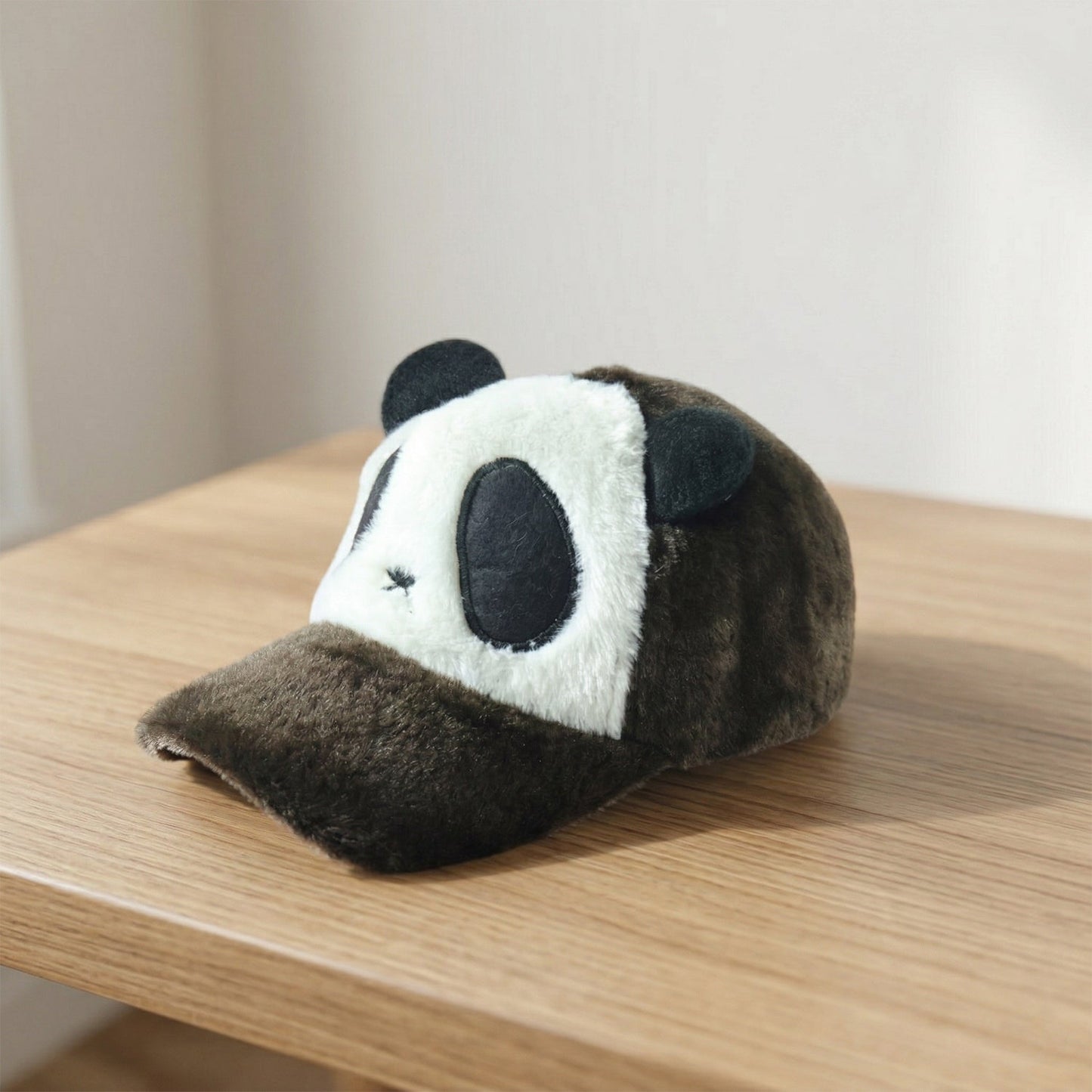 Cute Panda Design Plush Winter Cap (1 Pc)