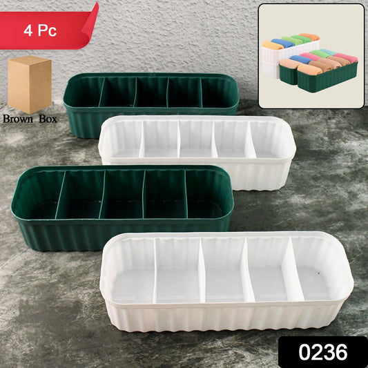 5 Compartments Socks / Handkerchief / Underwear Storage Boxes, Socks tray (pack of 4)