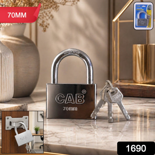 Heavy Steel Premium Square Padlock 70mm with 3 Keys Hardened Shackle for Doors