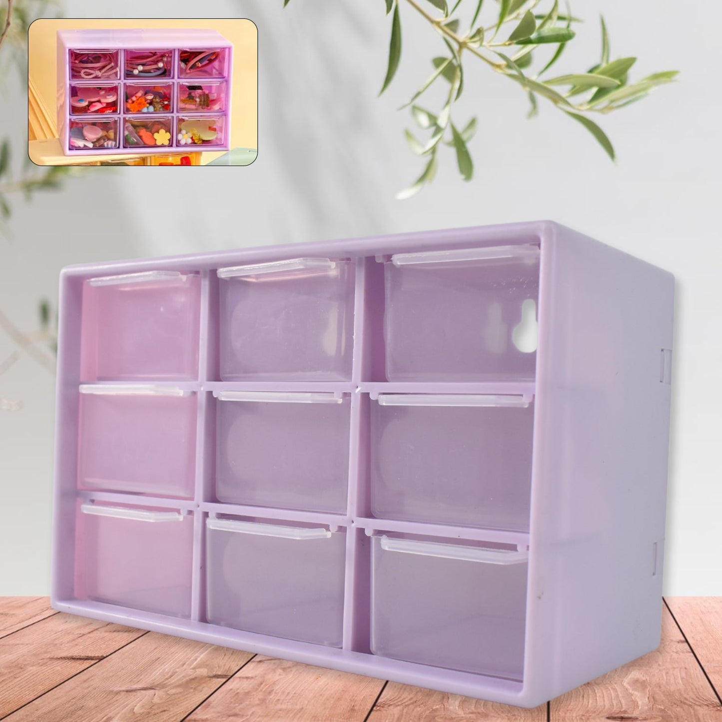 Plastic compact 9-compartment drawer organizer for jewellery and craft items India
