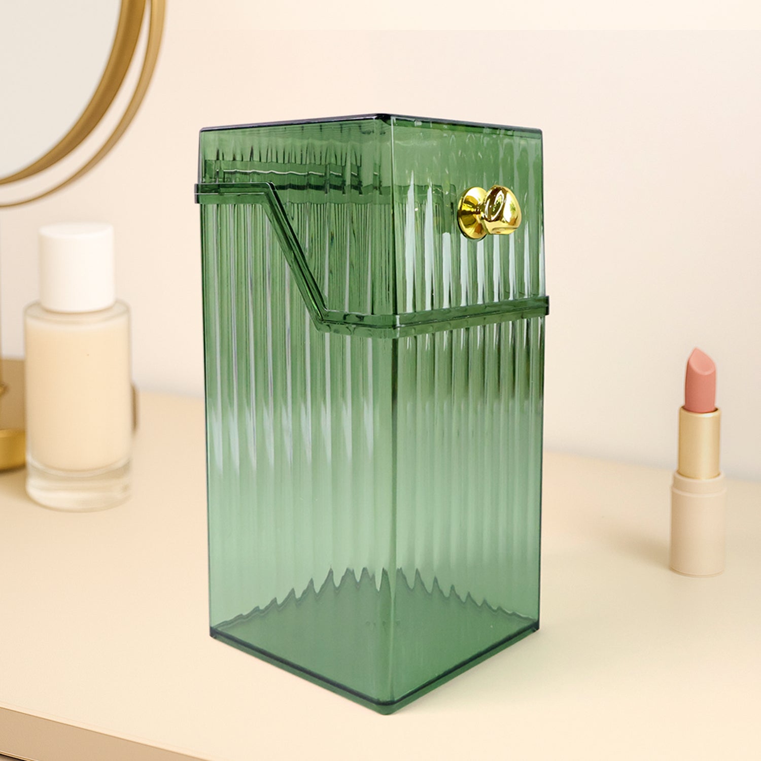 Square transparent plastic storage box with flip lid dustproof organizer India