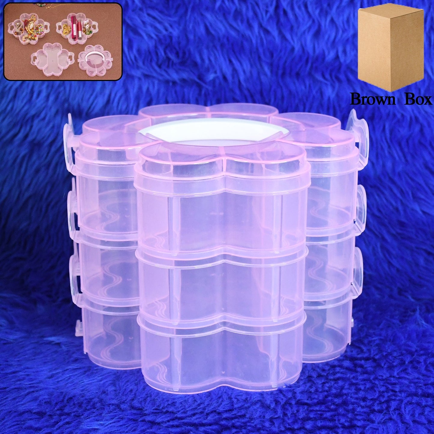 3-layer transparent flower storage box clip-lock stackable organizer India
