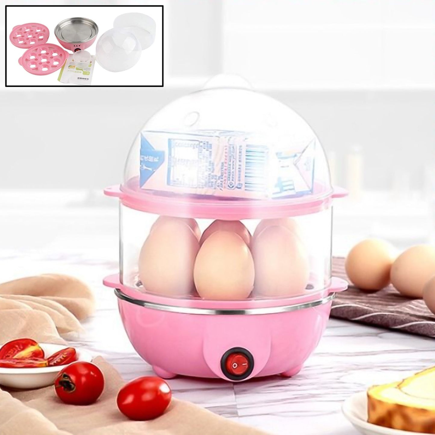  Egg Boiler Poacher Cooker Electric Steamer 2 Layer - main product shot