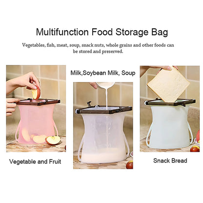 Silicone Food Bag – Leakproof, Flat Bottom, BPA-Free, Microwave & Dishwasher Safe