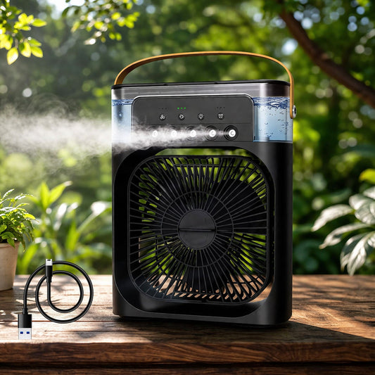  Portable Air Cooler Fan with 7-Color Light – Personal AC Fan - main product shot