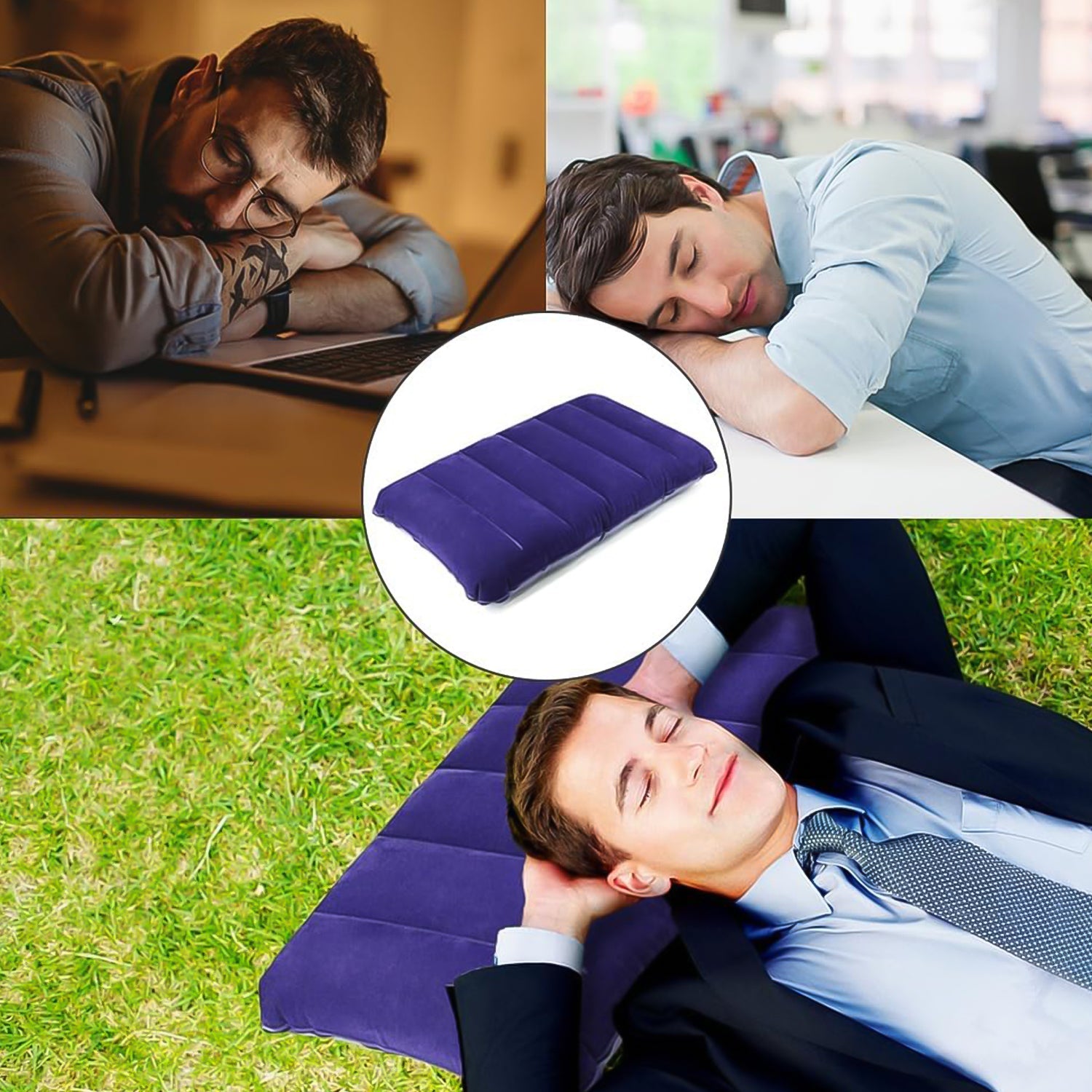  Velvet Air Inflatable Travel Pillow Blue - main product shot