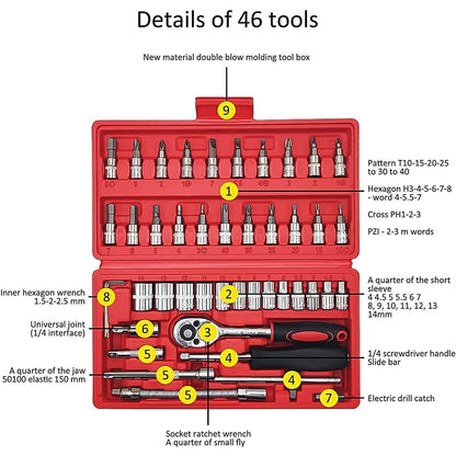  Socket 1/4 Inch Combination Repair Tool - feature