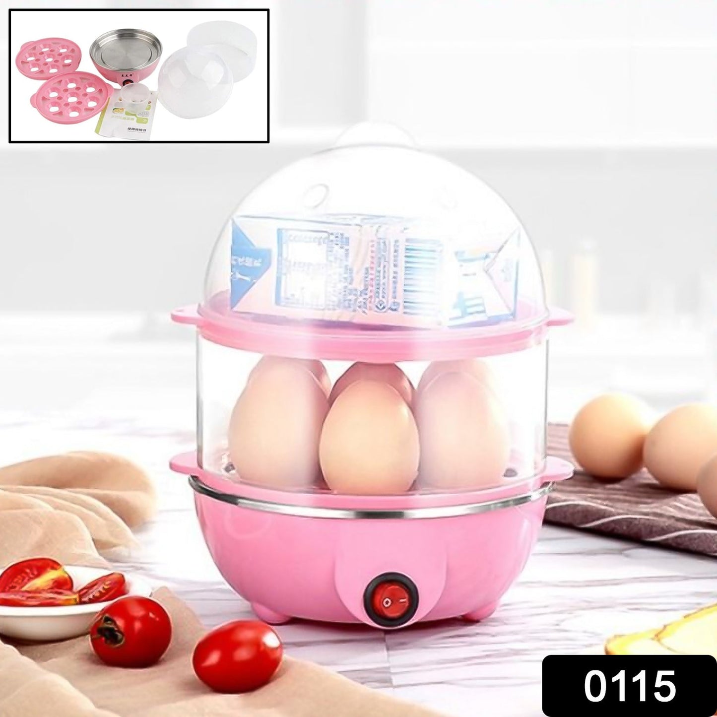  Egg Boiler Poacher Cooker Electric Steamer 2 Layer - in-use lifestyle shot