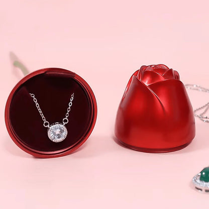 Metal couple jewellery box with red rose for wedding and proposal gift India