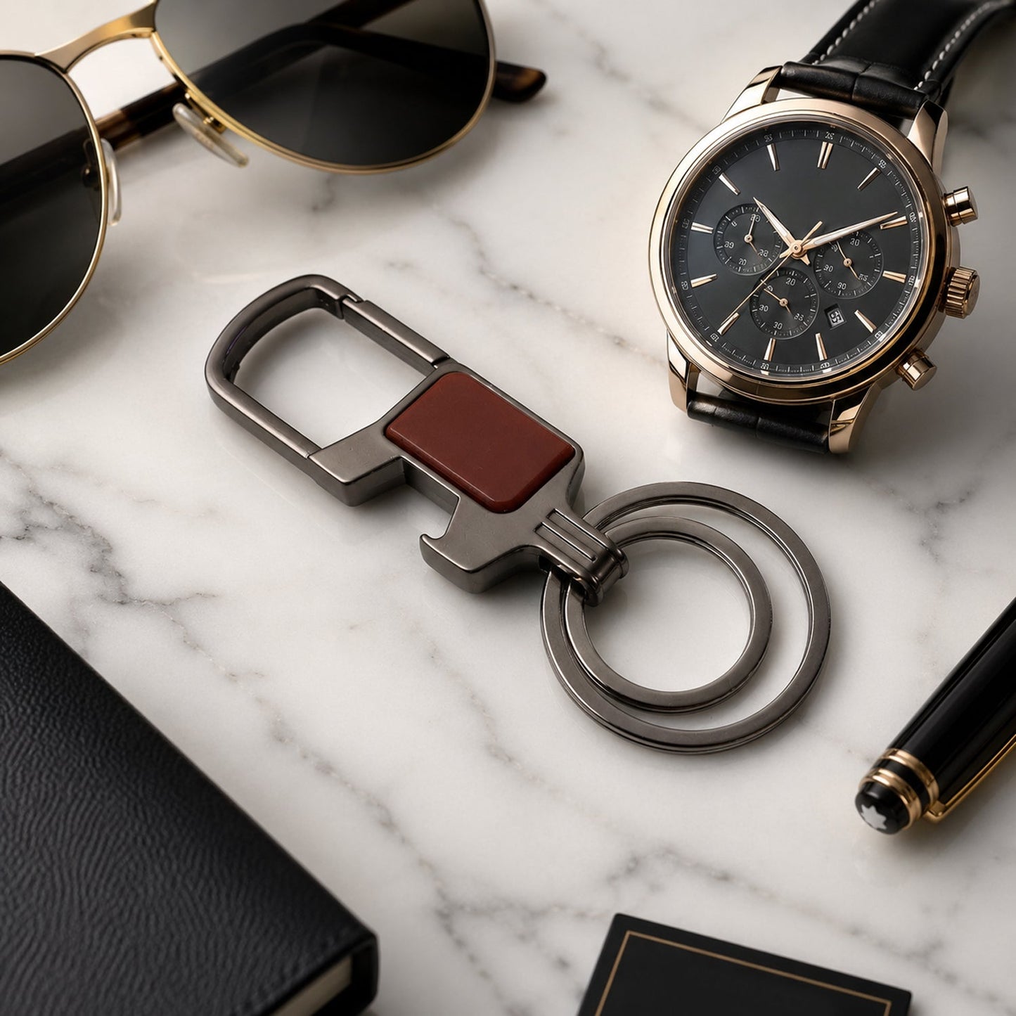 Premium Stylish Metal Key Holder with Safety Lock Clip Keychain (1 Pc)