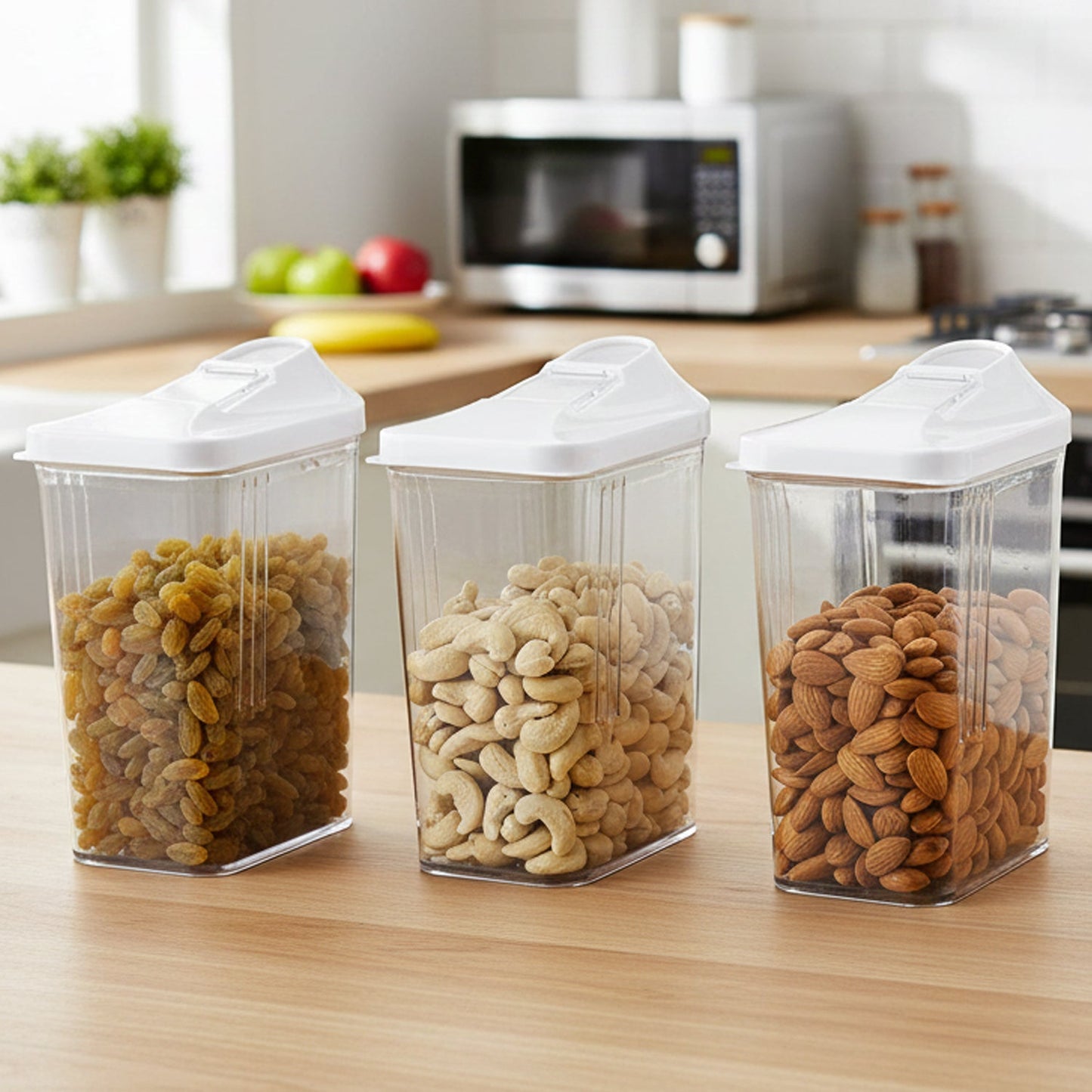 3-piece airtight kitchen containers for food storage