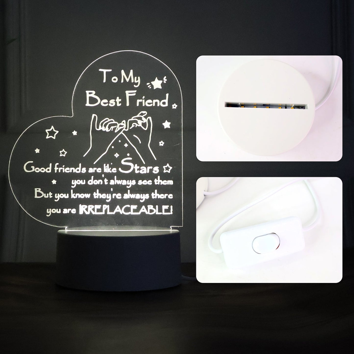 Mix design 3D LED Acrylic Night Lamp (1 Pc / Mix Design)