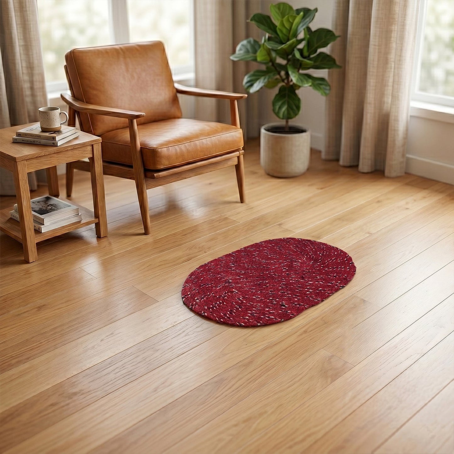 Stylish Oval Floor Mat – (1 Pc, 50x30 Cm)