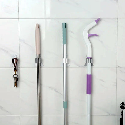 Smile Face Wall Mounted Brush and Broom Holder Seamless Mop Hook Organizer (1Pc)