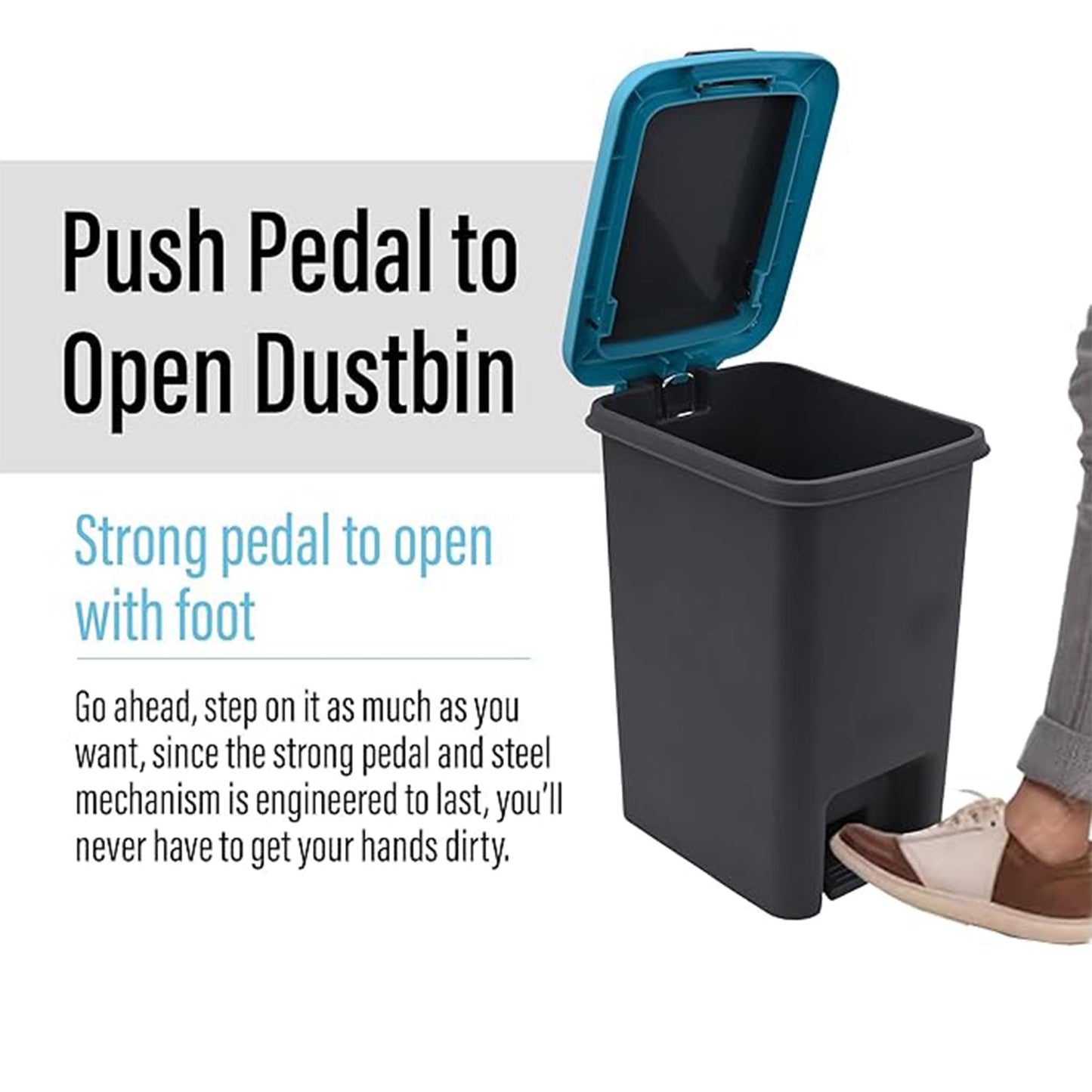  Apex Plastic Push Pedal Dust Bin 6.5L - scale