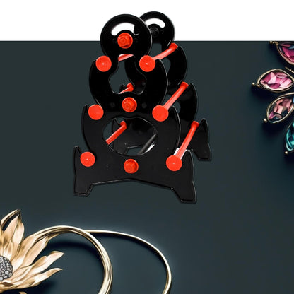 3-step bangle stand with bangles arranged neatly on each tier India