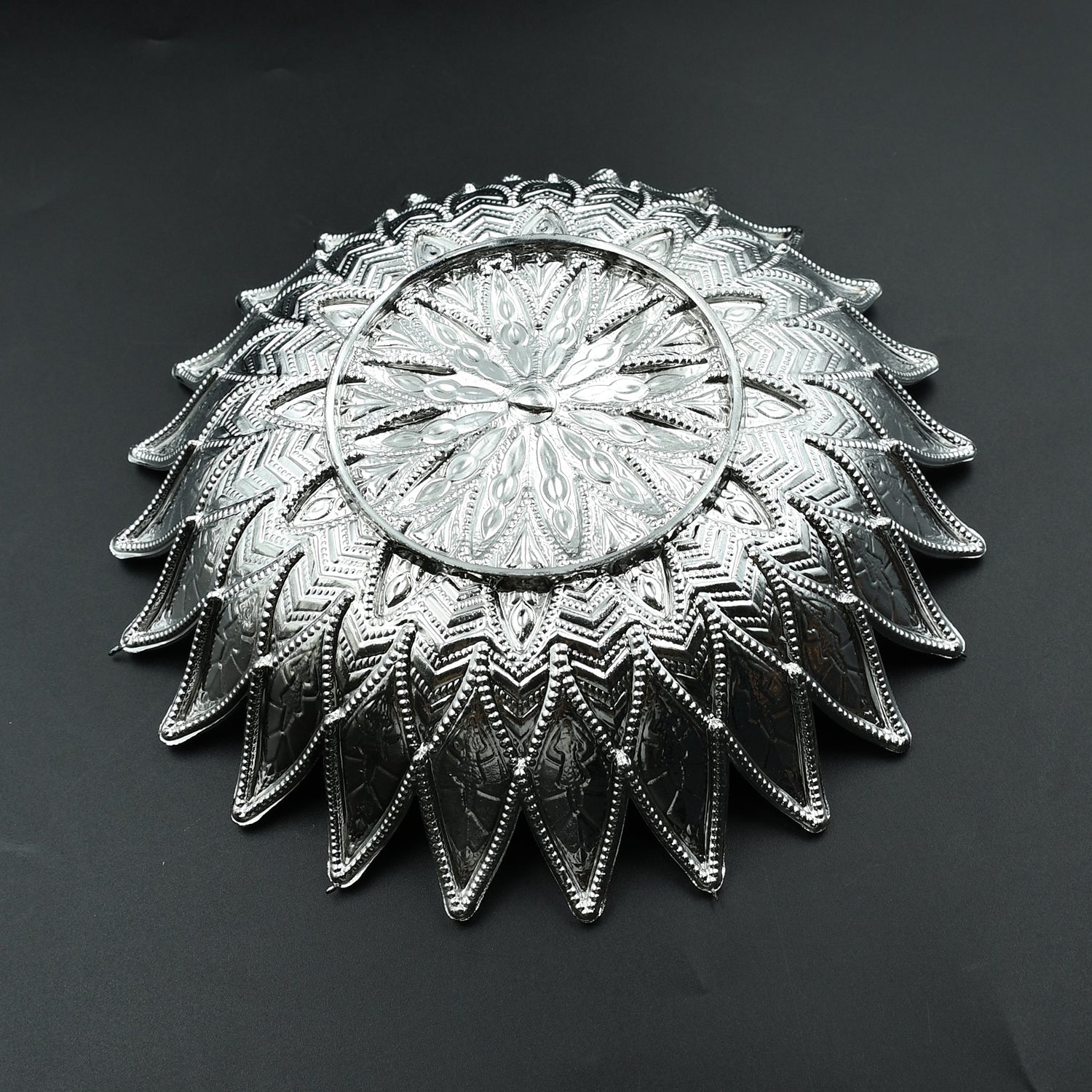 Silver-finish traditional serving tray for home and gifting India