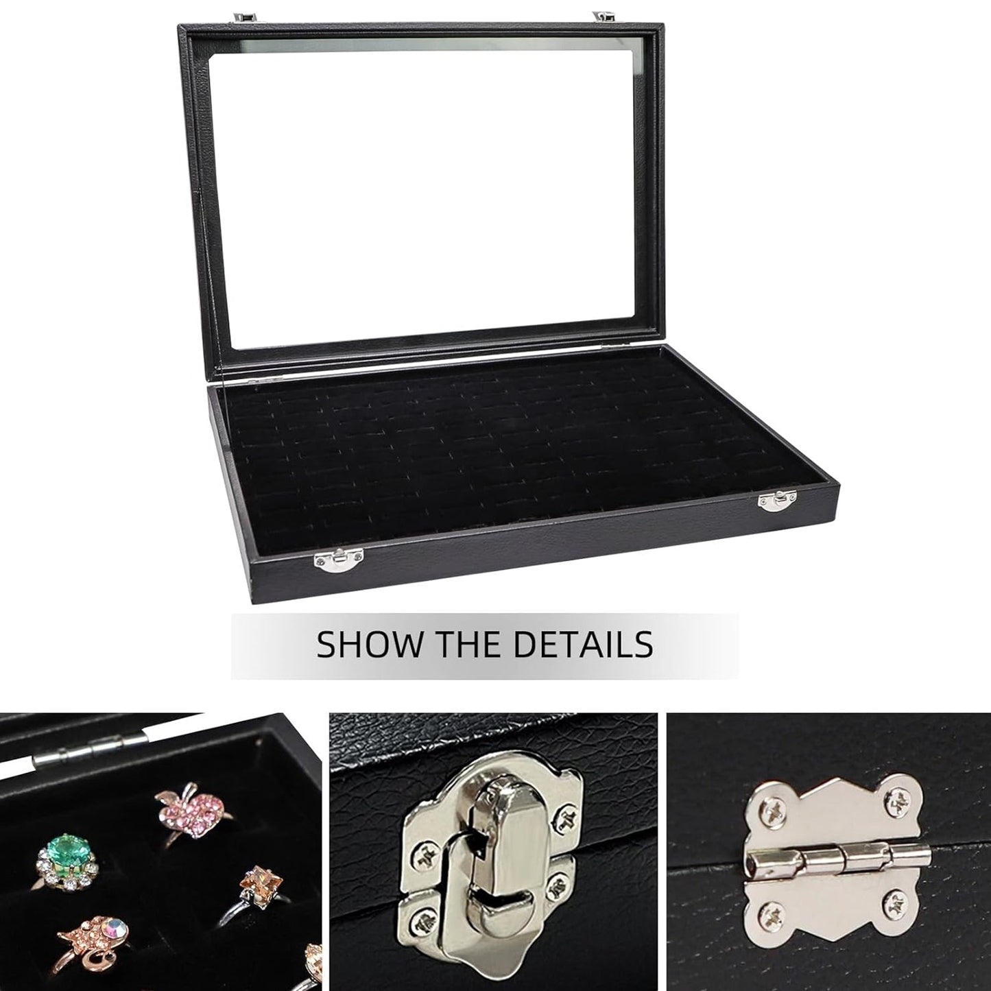 Clear-top jewellery display box 35x24cm for rings and badge collection India