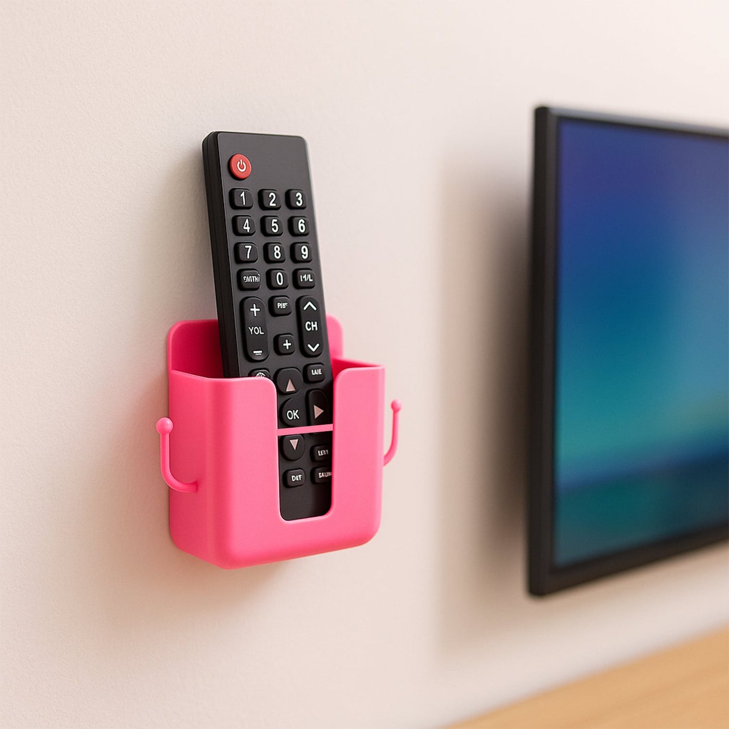 Wall Mounted Remote Storage Box with Side Hooks (4 Pcs Set)