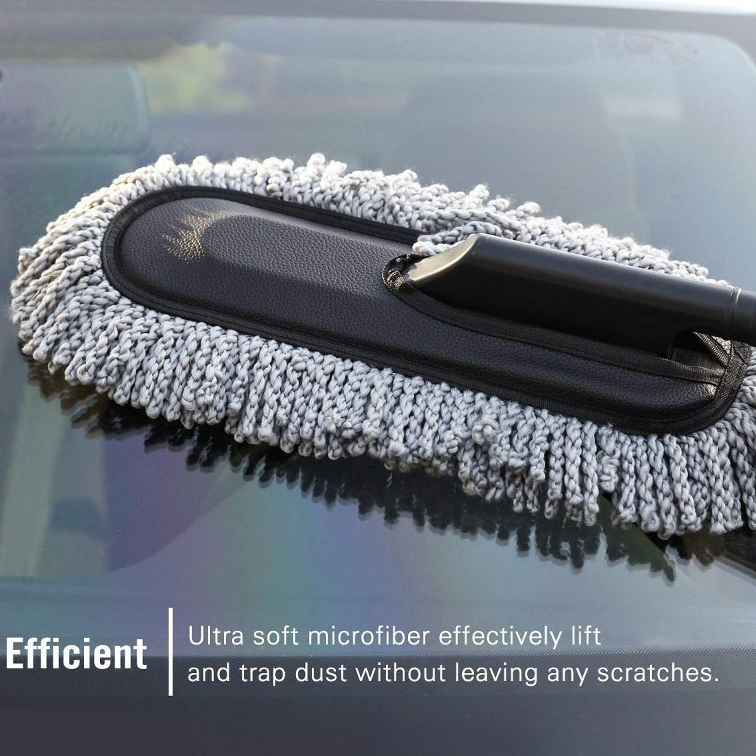  Car Duster, Long Retractable Soft Non-Slip Handle - comparison shot