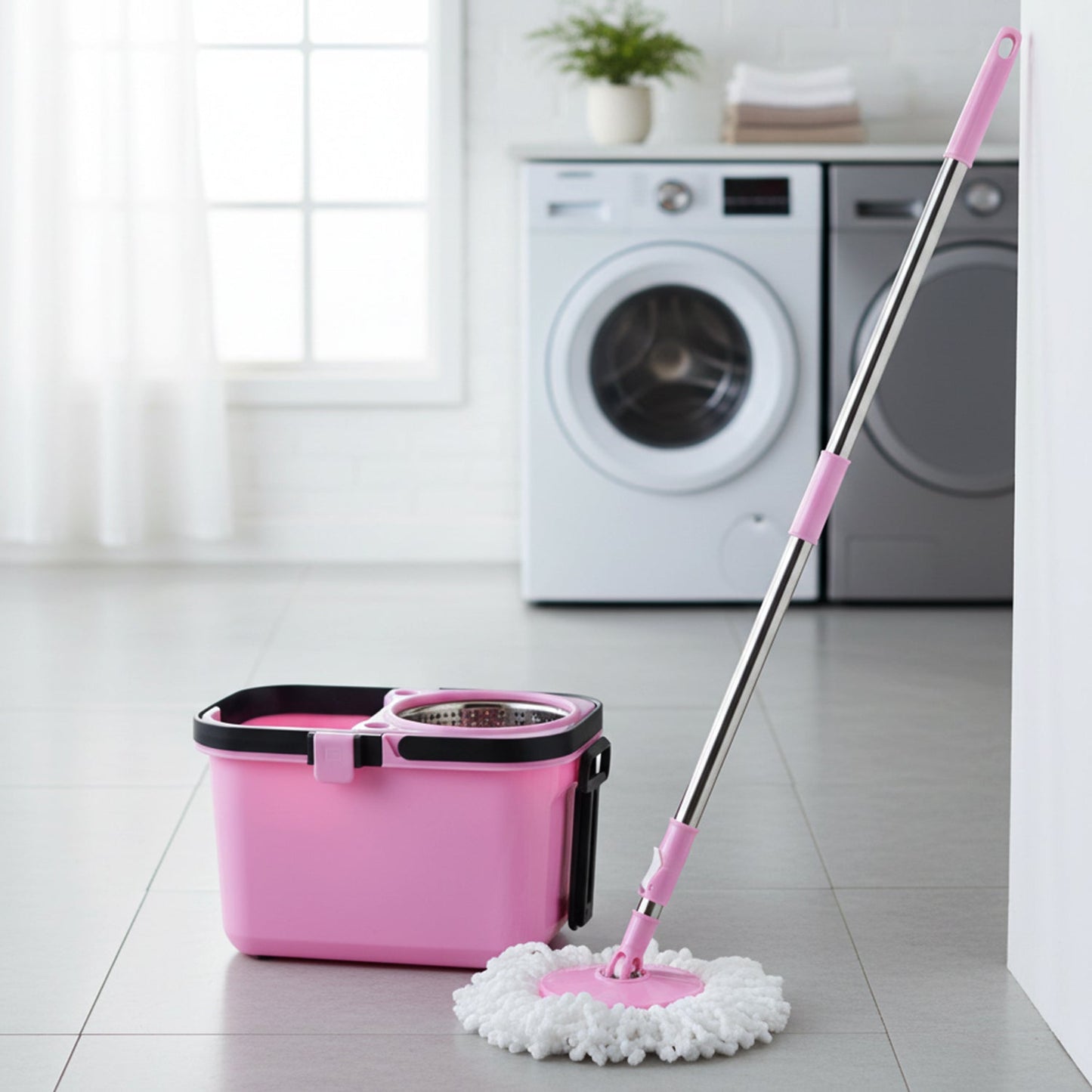 Quick Spin Mop With Steel Spin, Bucket Floor Cleaning, Easy Wheels & Big Bucket, Floor Cleaning Mop with Bucket