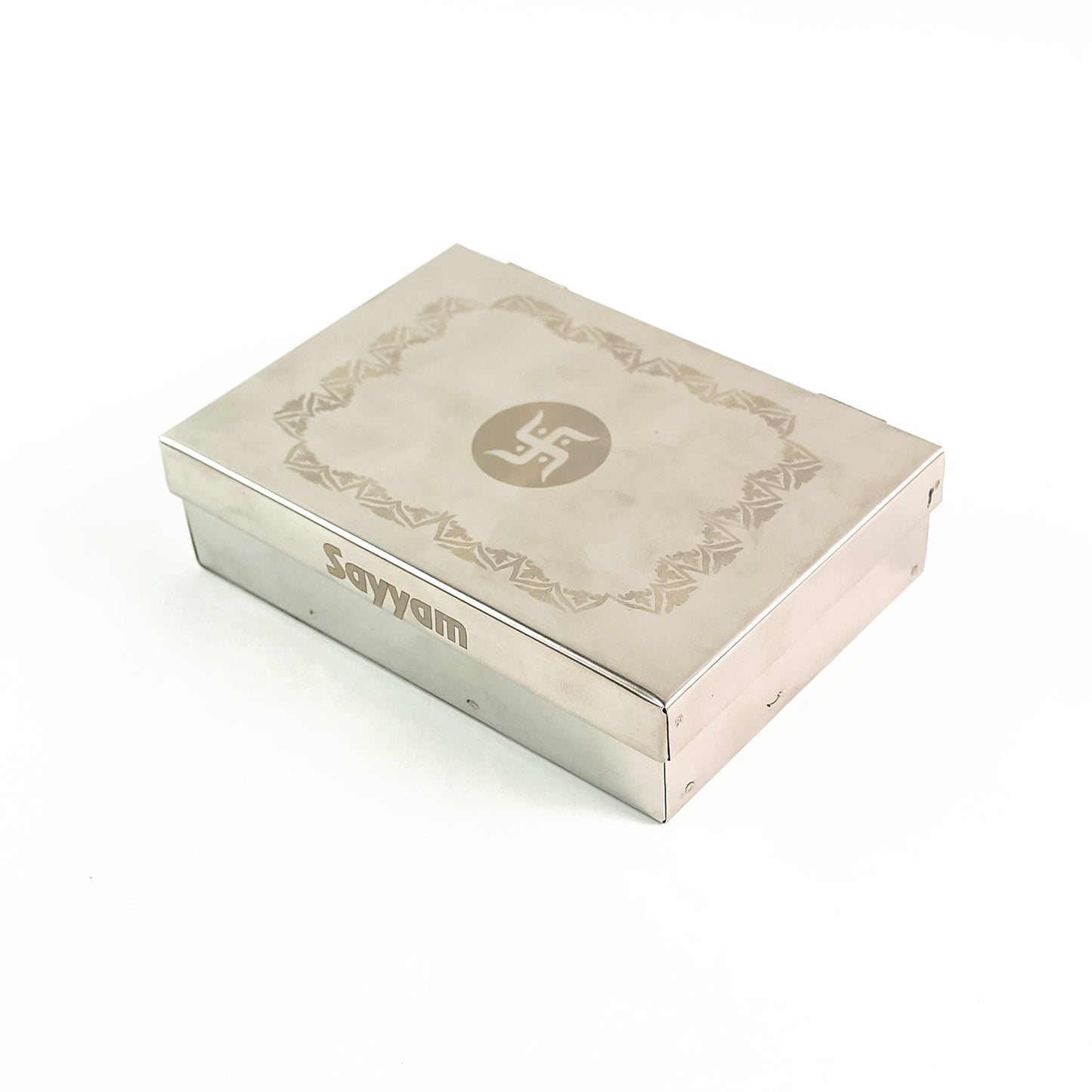 Stainless steel jewellery storage box 6 compartments detail India