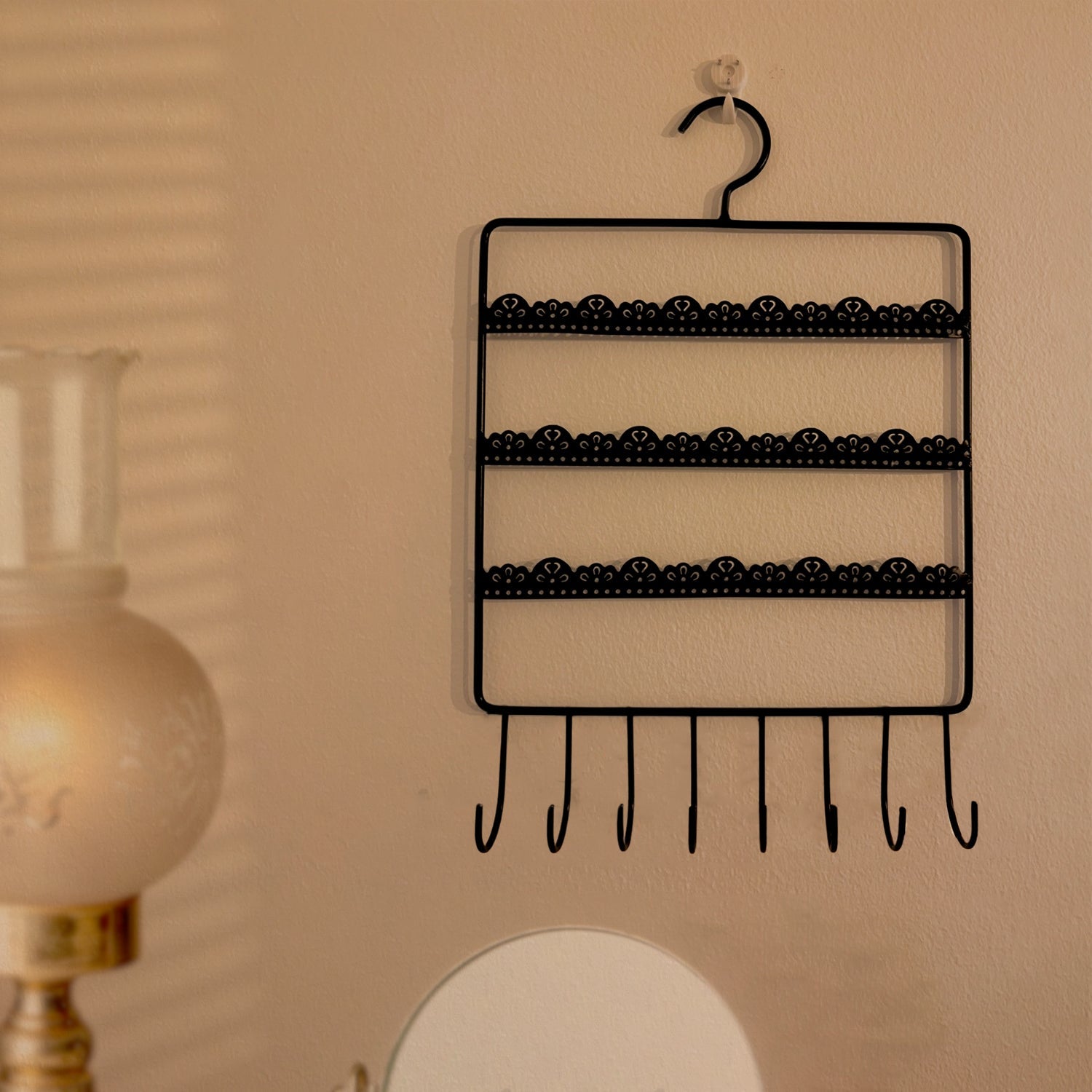 Hanging jewellery organizer rack detail view for earrings India