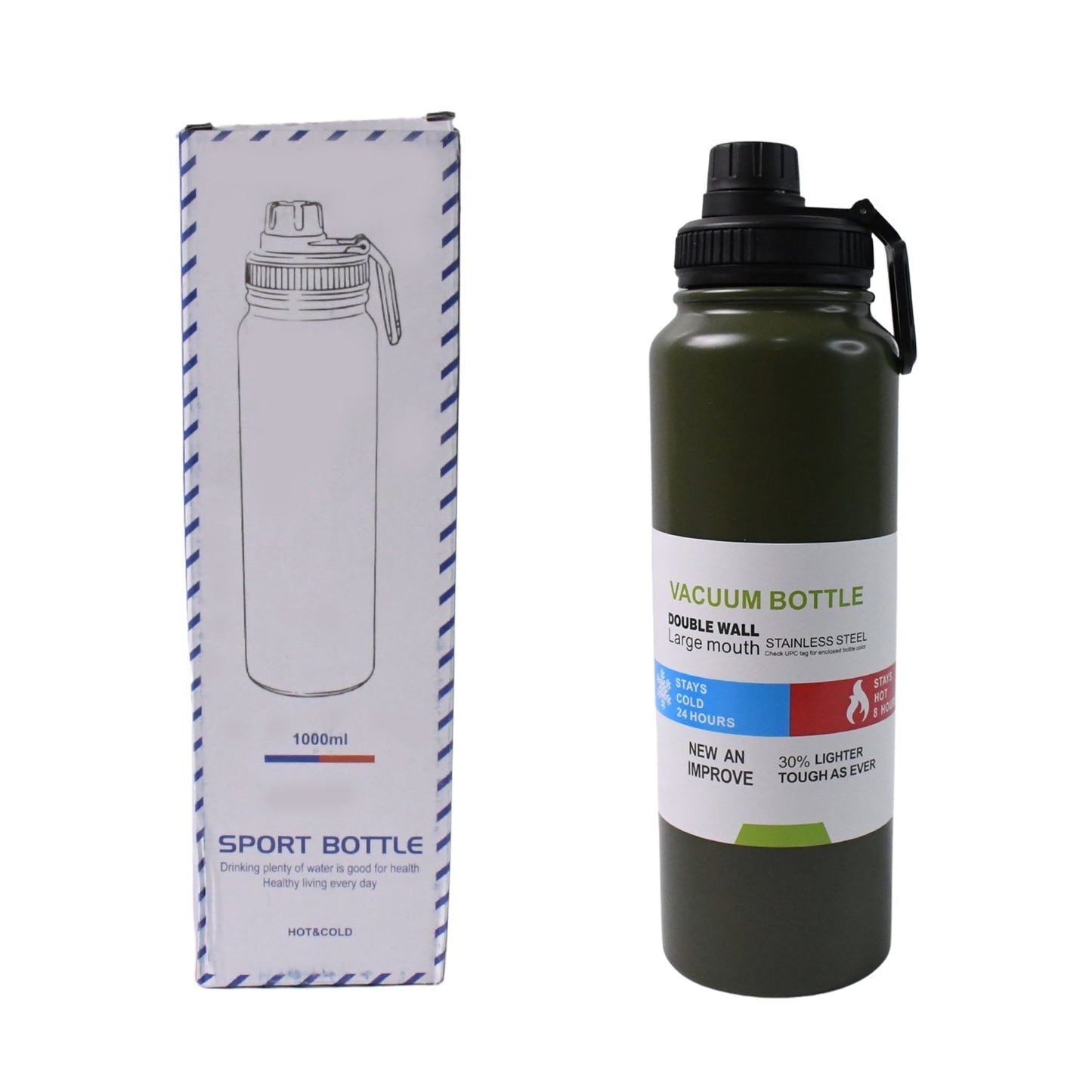Stainless Steel Double Wall Vacuum-Insulated Drink Water Bottle (800 ML Approx / Mix Color)