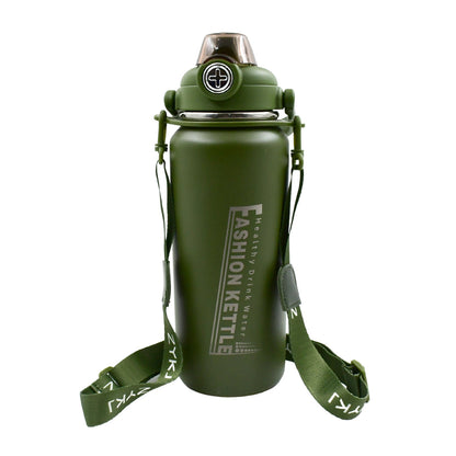 Stainless Steel Water Vacuum Insulated Bottle With Straw (1500ML, Mix Color)