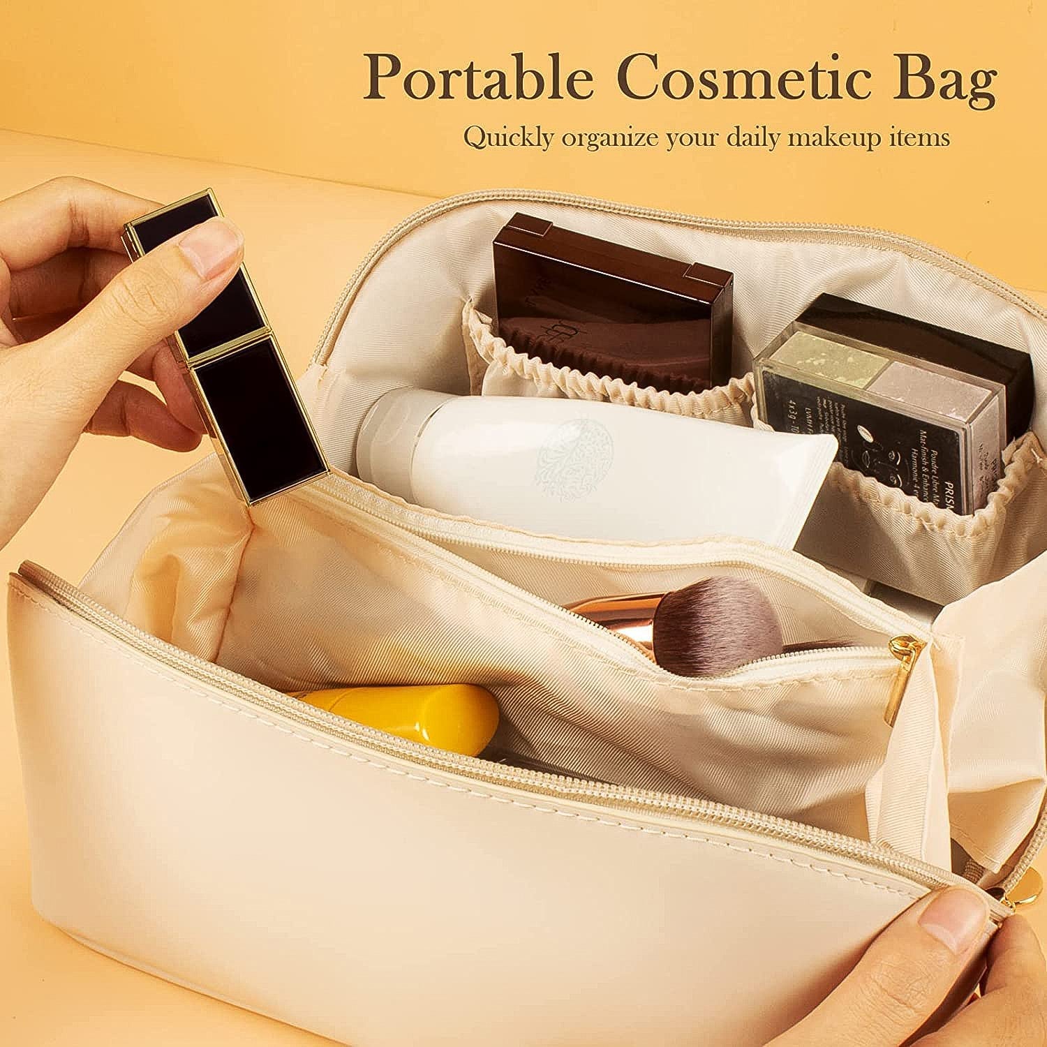 Velvet Sand Zipper Vanity Organizer