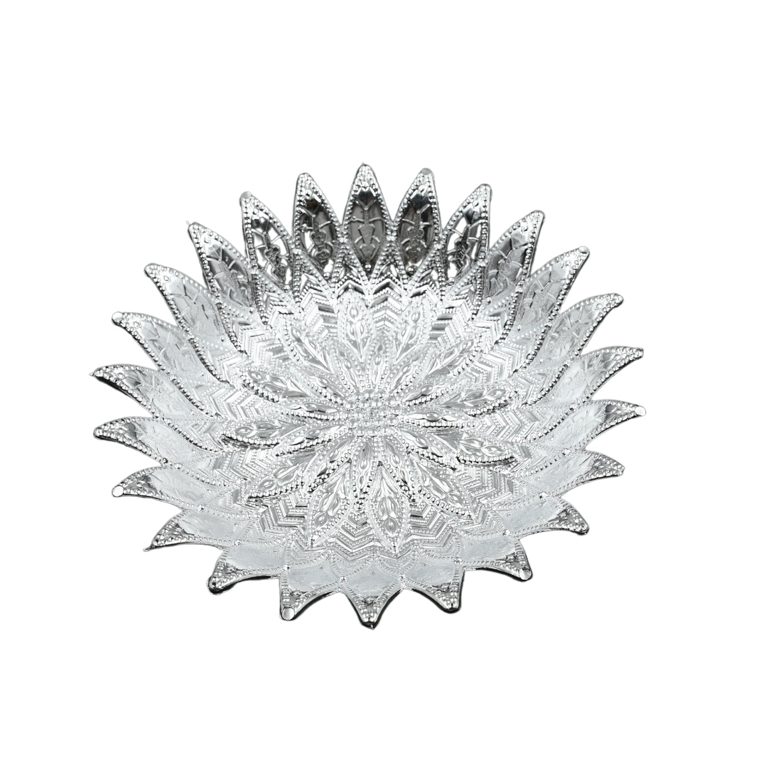 Decorative tray with silver plastic finish for festive occasions India
