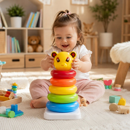 Plastic Baby Kids Teddy Stacking Ring Jumbo Stack Up Educational Toy 1 Set