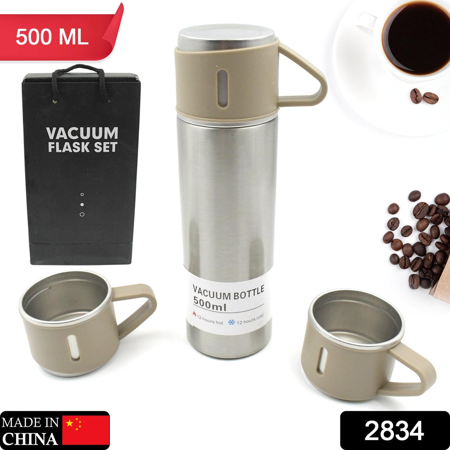  Stainless Steel Vacuum Flask Set 500ml - in-use lifestyle shot