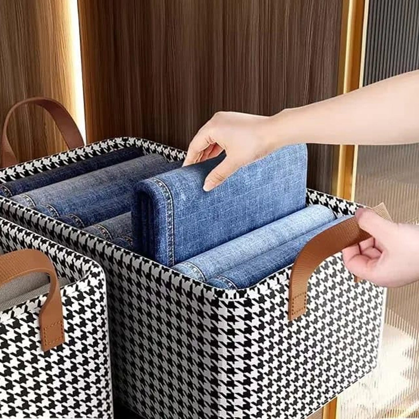  Foldable Fabric Storage Box with Handles 47x28cm - specs detail shot
