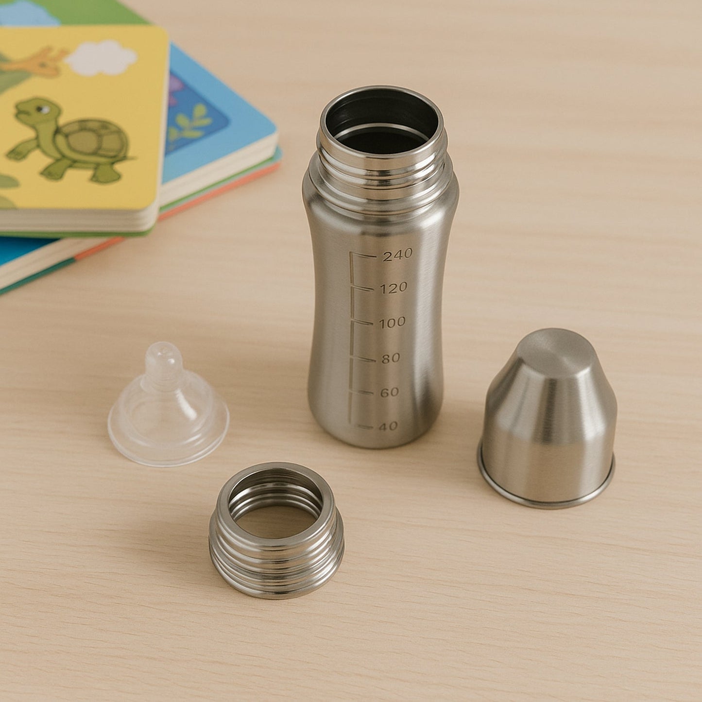 Ganesh 250ml steel baby feeding bottle for infants – ideal gift for new moms India