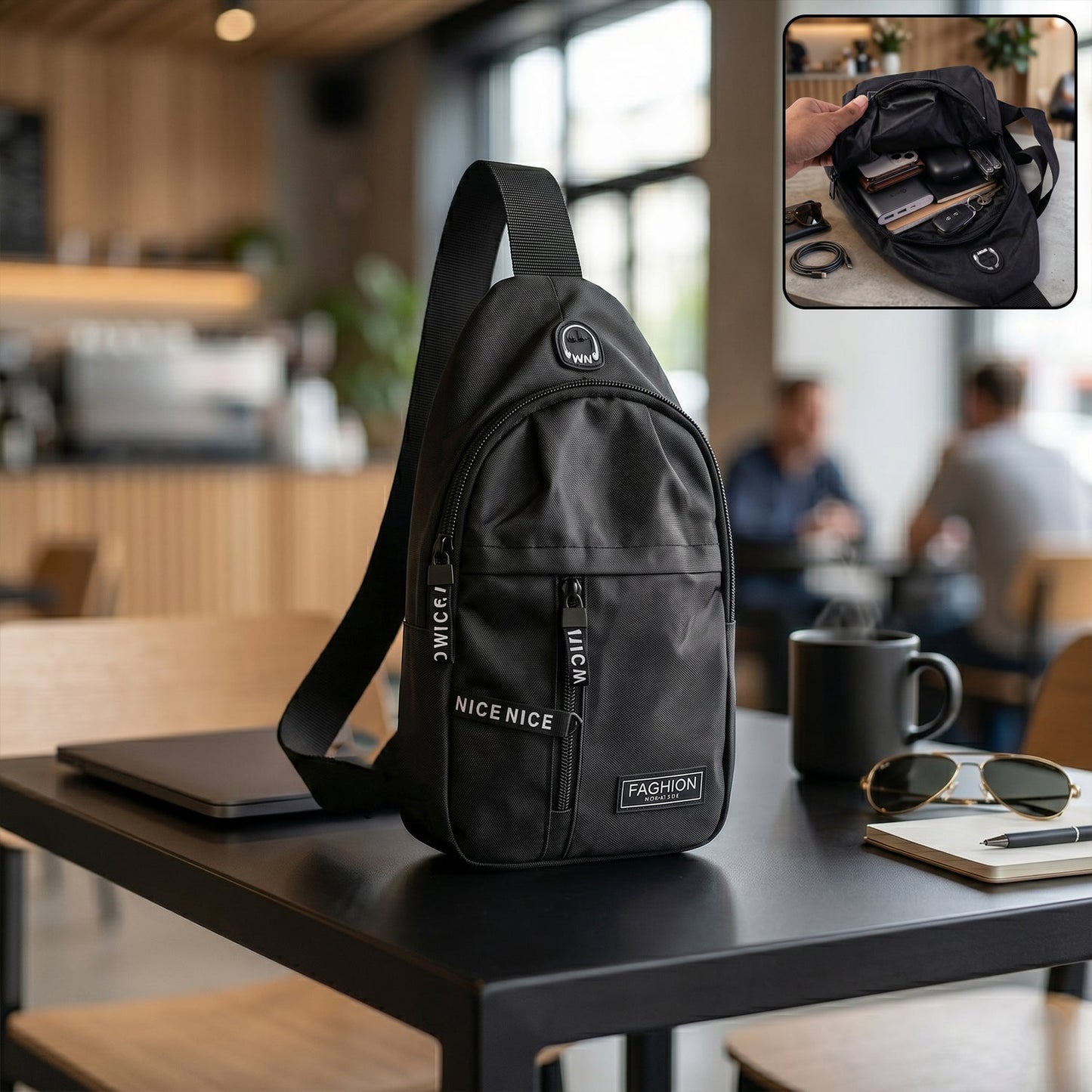 Waterproof Waist Bag – Shoulder Crossbody Bag with USB Charging Slot
