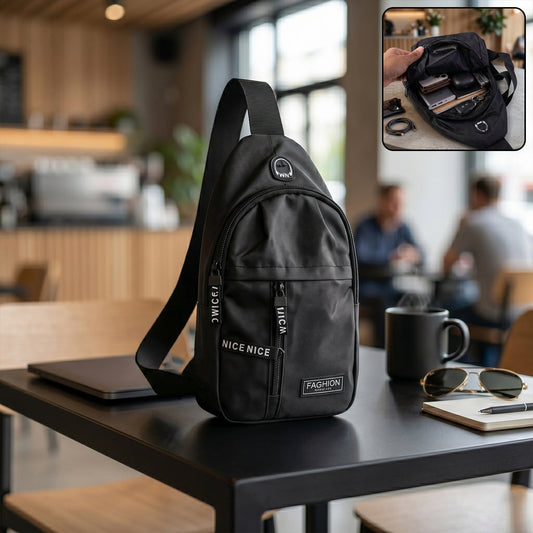 Waterproof Waist Bag – Shoulder Crossbody Bag with USB Charging Slot