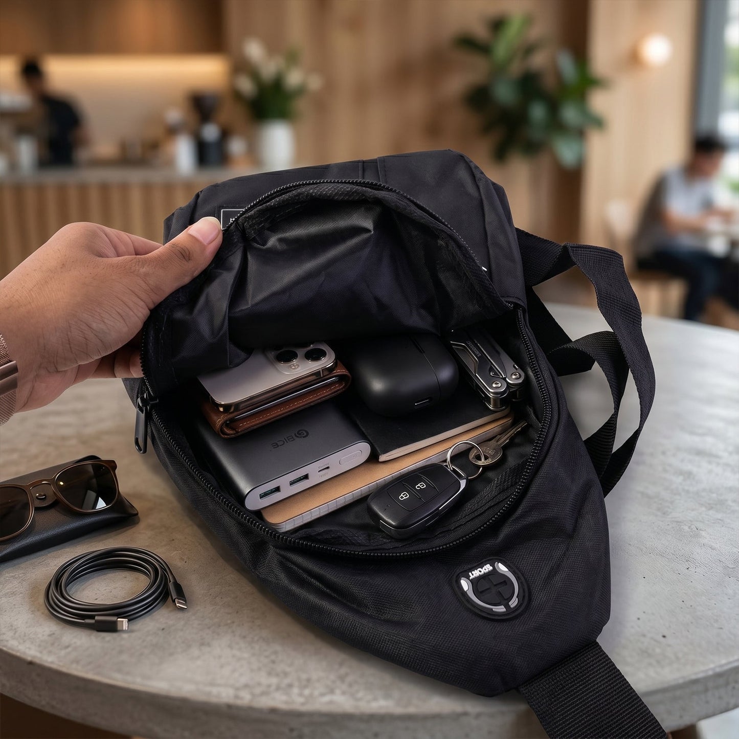 Waterproof Waist Bag – Shoulder Crossbody Bag with USB Charging Slot