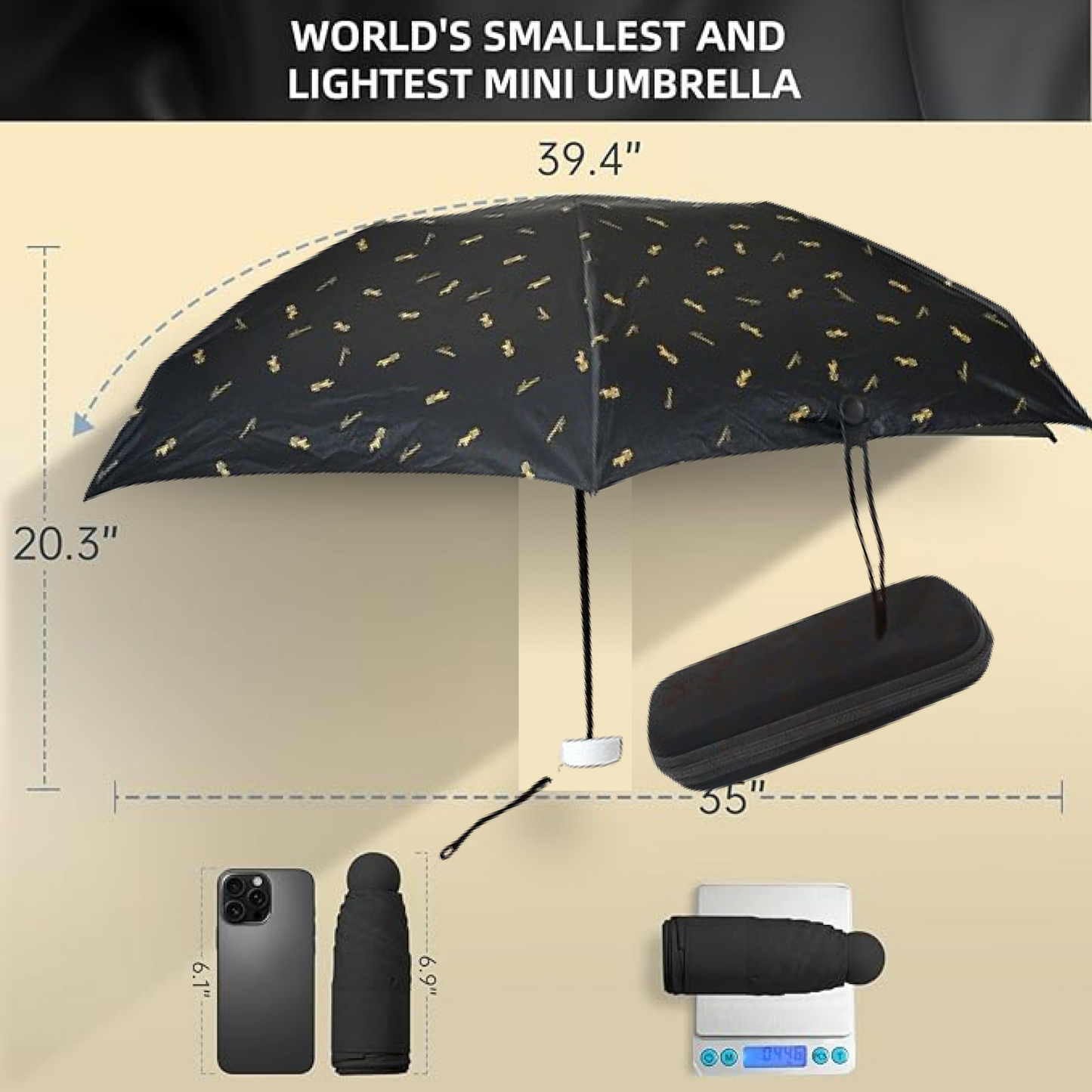  3-Fold Cute Umbrella Sun and Rain Protection UV Shield - key feature close-up