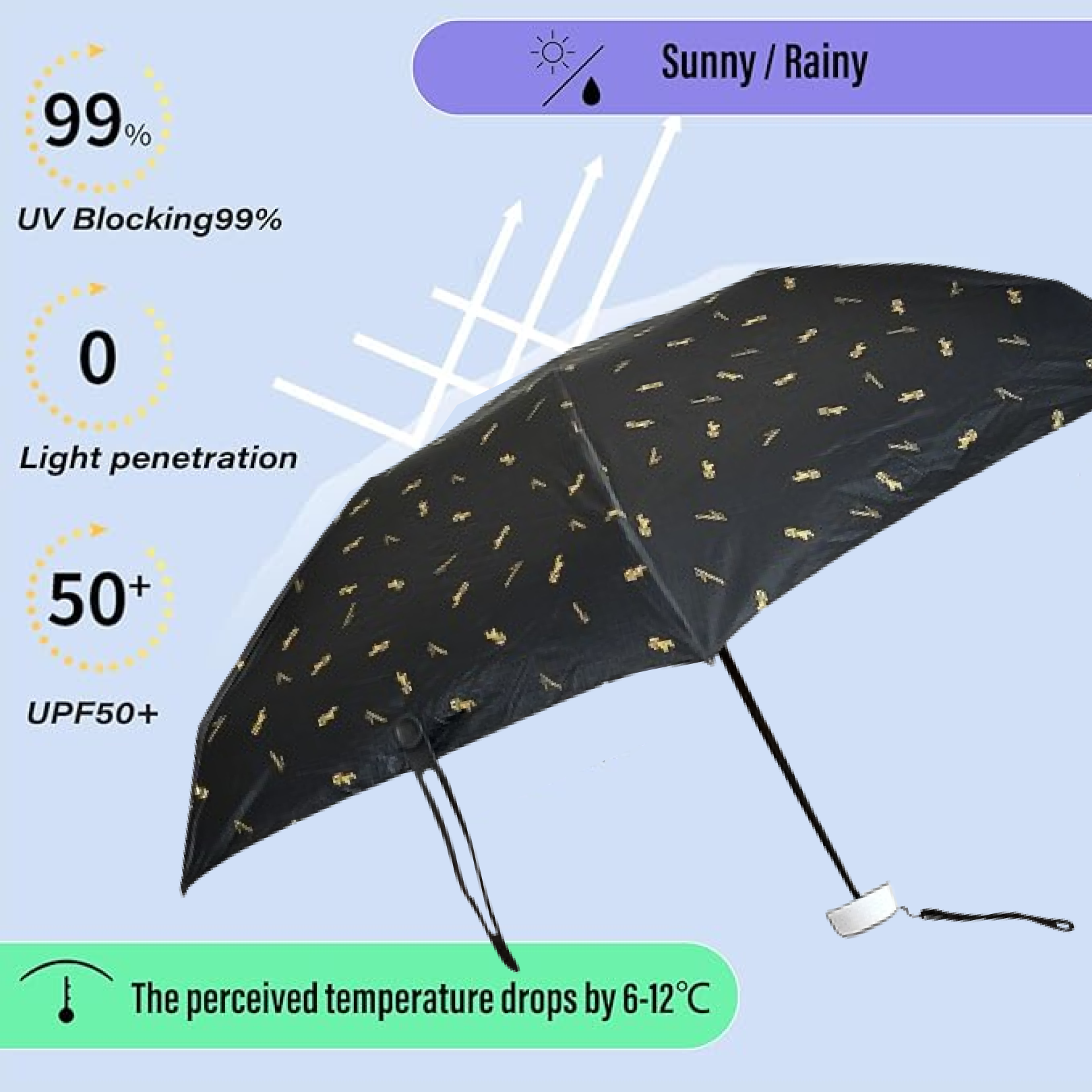  3-Fold Cute Umbrella Sun and Rain Protection UV Shield - scale and size reference