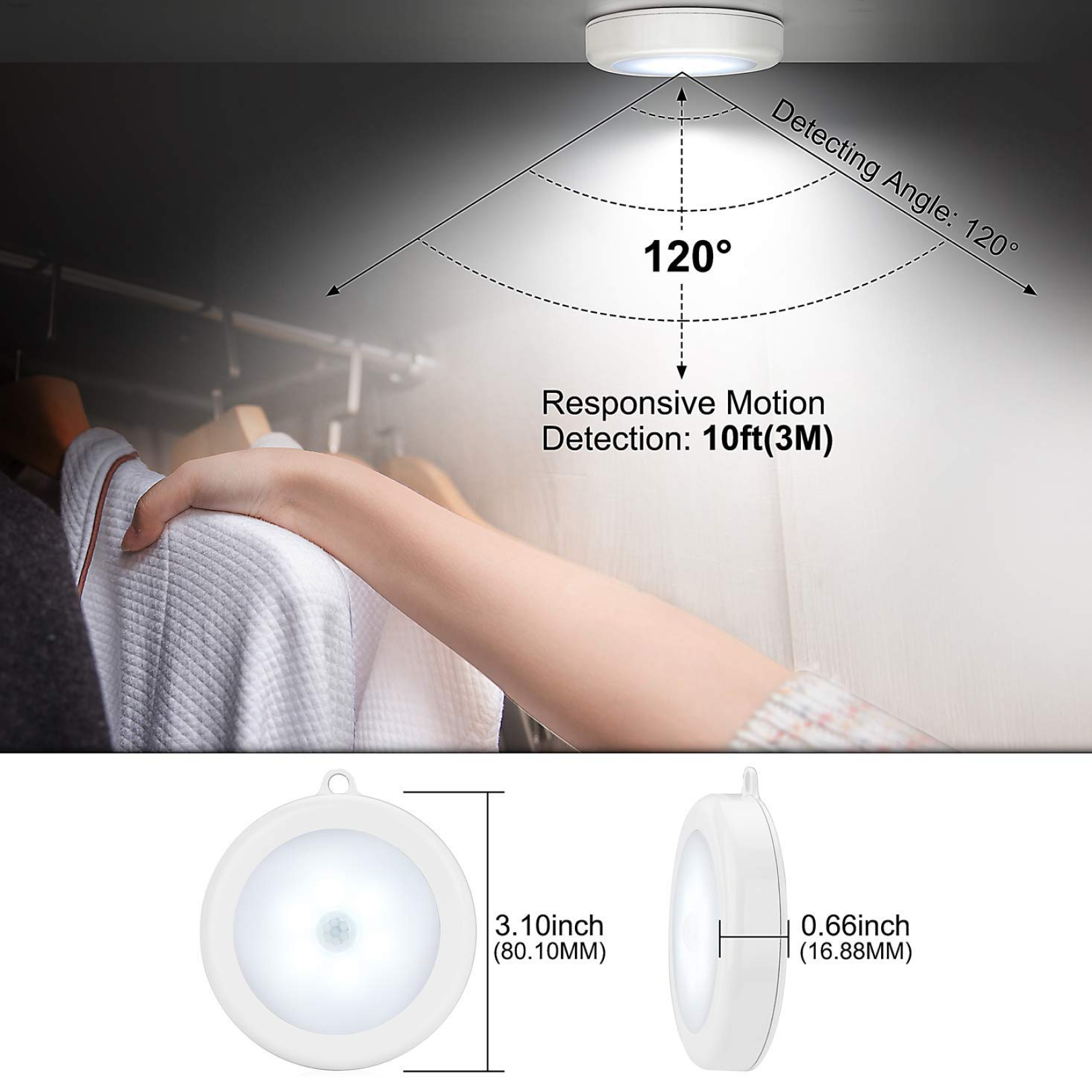  Round Shape 8 LED Motion Sensor Light - key feature close-up