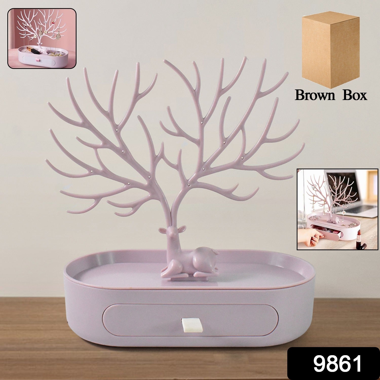 Compact jewellery organizer with drawer for earrings and necklaces India