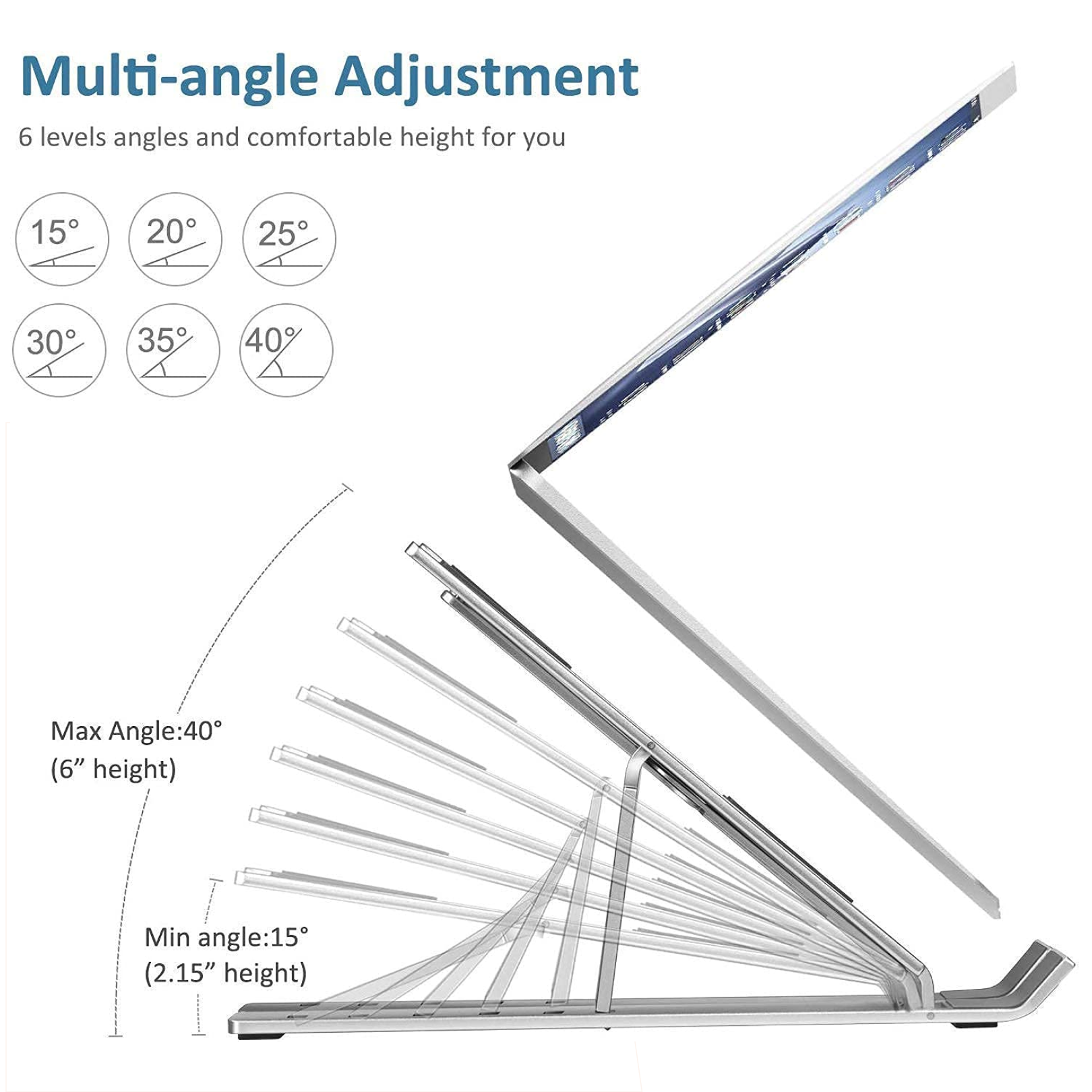  Metal Portable Laptop Stand - specs detail shot