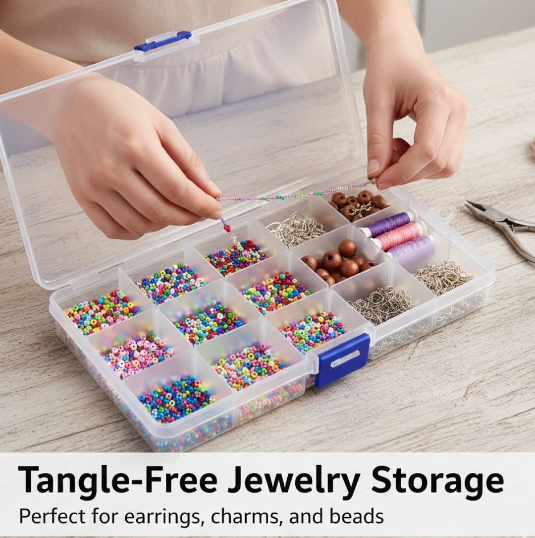 15-grid plastic jewellery storage box with dividers for earrings India