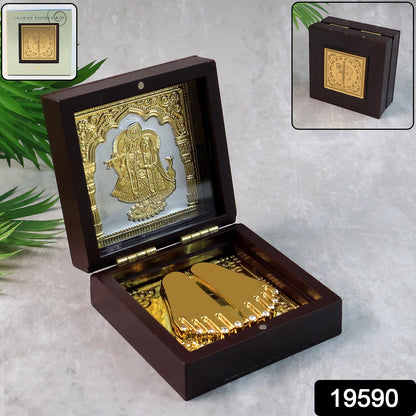 Golden Charan Paduka for Spiritual Decor